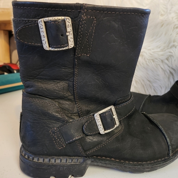 Ugg Mens Rockville Black Leather Shearling Wool Lined Moto Boots Size 11 Buckles - Picture 6 of 10